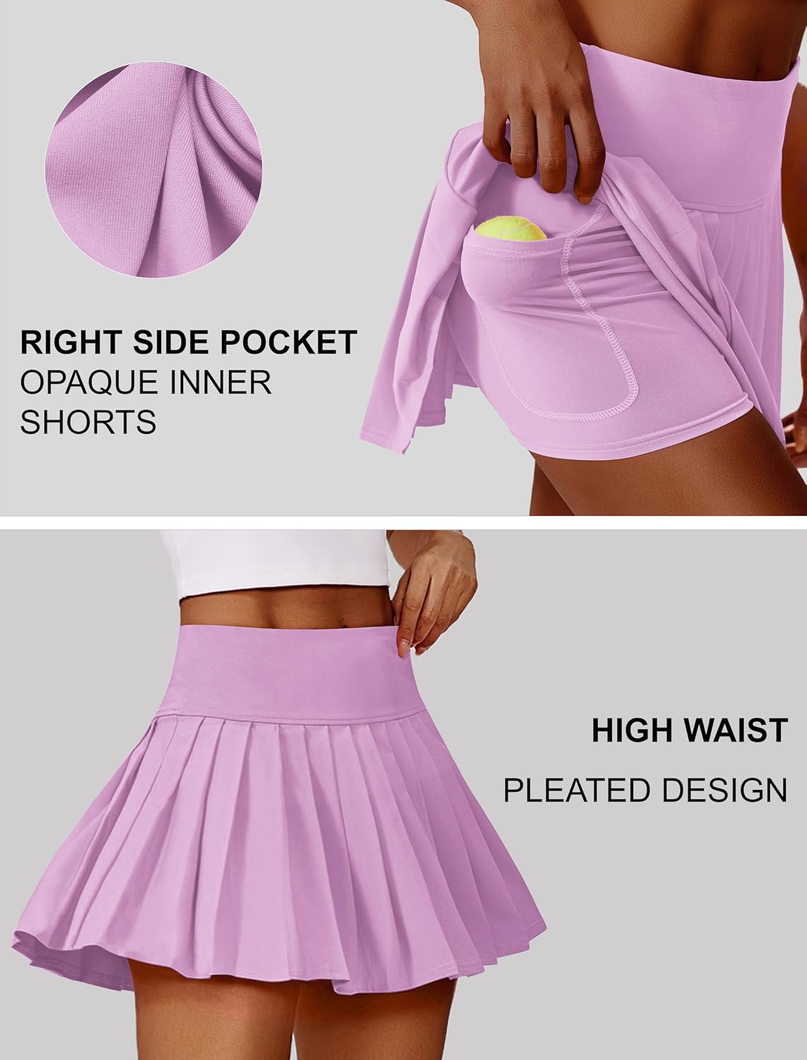 PINSPARK Pleated Tennis Skirts for Women High Waist Golf Skirt Lightweight Mini Athletic Skorts for Pickleball Workout