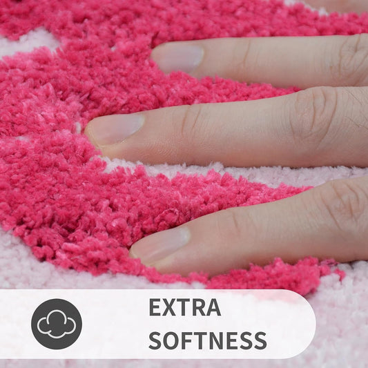 Pink Get Naked Bath Mat, Long Runner Mat for Bathroom, Cute Fun Simple Bath Rug, Water Absorbent Non-Slip Microfiber Mat, 18"x47"