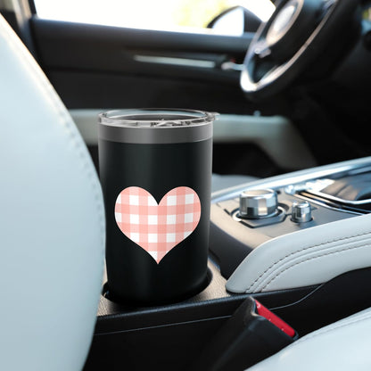 Cute Peach Pink Check Gingham Checkered Pattern Stainless Steel Insulated Tumbler