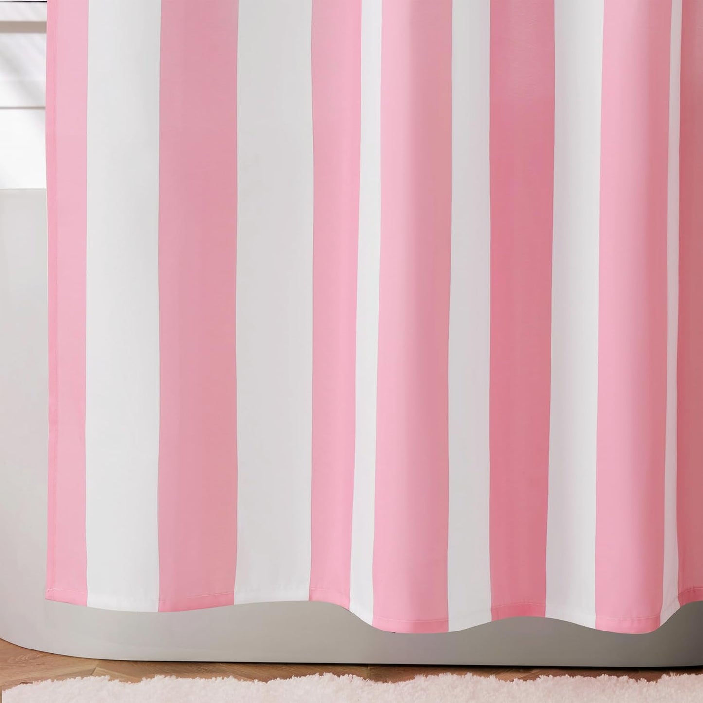 Ohocut Vertical Striped Shower Curtain, Cute Retro Vintage Stripe Bathroom Shower Curtain, Waterproof Polyester Fabric Modern Bath Curtain for Bathroom 72x72 Inches Pink