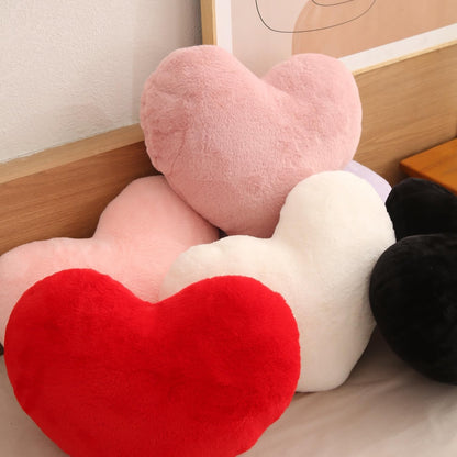 CANGHI 2 Pcs Heart Pillows Pink White Love Heart Shaped Throw Pillows Valentines Wedding Anniversary Faux Rabbit Fluffy Decorative Cushions for Livingroom Bed Sofa Car Couch Home Decor Aesthetic