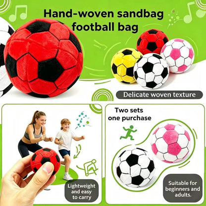4Pack Soft Soccer Footbags, Juggling Balls for Foot Coordination, Lightweight Mini Kick Balls for Teens & Adults, Helps Improve Agility and Coordination Skills(Red+Black+White+Pink)
