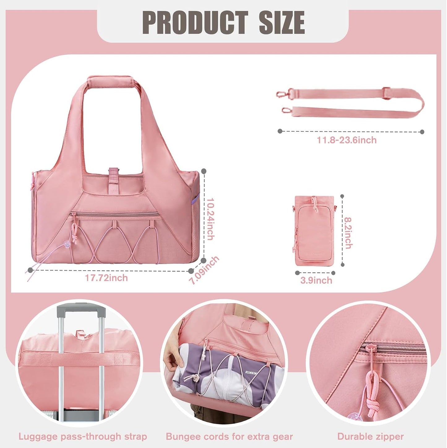 Gym Bag for Women & Men Duffle Bag with Shoes Compartment and Wet Compartment - Ideal for Travel, Gym, Sports, Duffel, Weekender, Dance