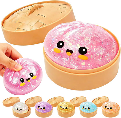 2026 New Dumpling Squeeze with Box, Dumplings Sensory Squishy Toy for Stress Relief, Soft Slow Rising Fidget Toy for Kids Adults Classroom Rewards Party Favors (Pink)