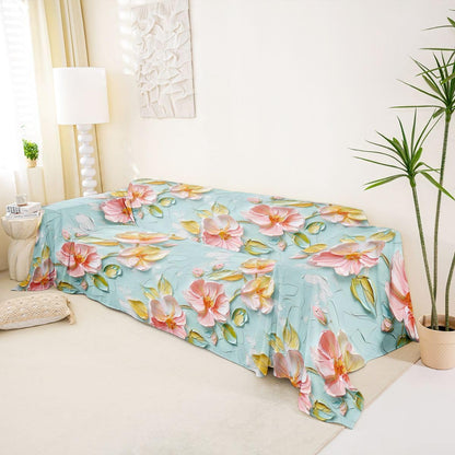 Pink Flower Couch Cover for 2 Cushion Couch,Spring Peach Blossom Water Color Couch Covers for Dogs Cat Scratch Proof Green Leaves Plant Garden Botanical Daisy Seat Covers Soft Sofa Cover,71"x134"
