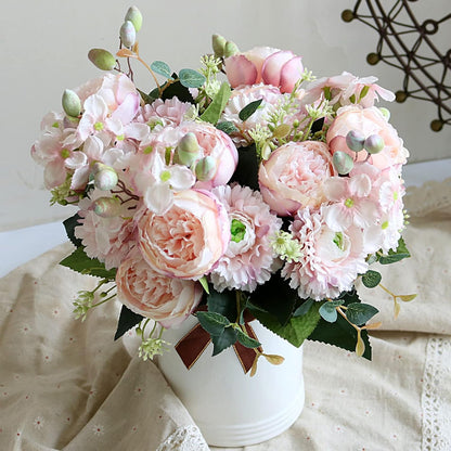 ASTRYAS Artificial Peony Flower 2Pcs Silk Peonies Fake Peony Flowers Floral Arrangements Dining Table Centerpieces for Kitchen Bridal Wedding Party Decor(Light Pink)