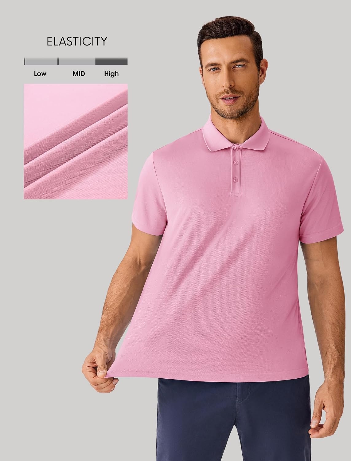 PINSPARK Polo Shirts for Men Short Sleeve Lightweight Quick Dry Golf T Shirt Moisture Wicking Casual Workout