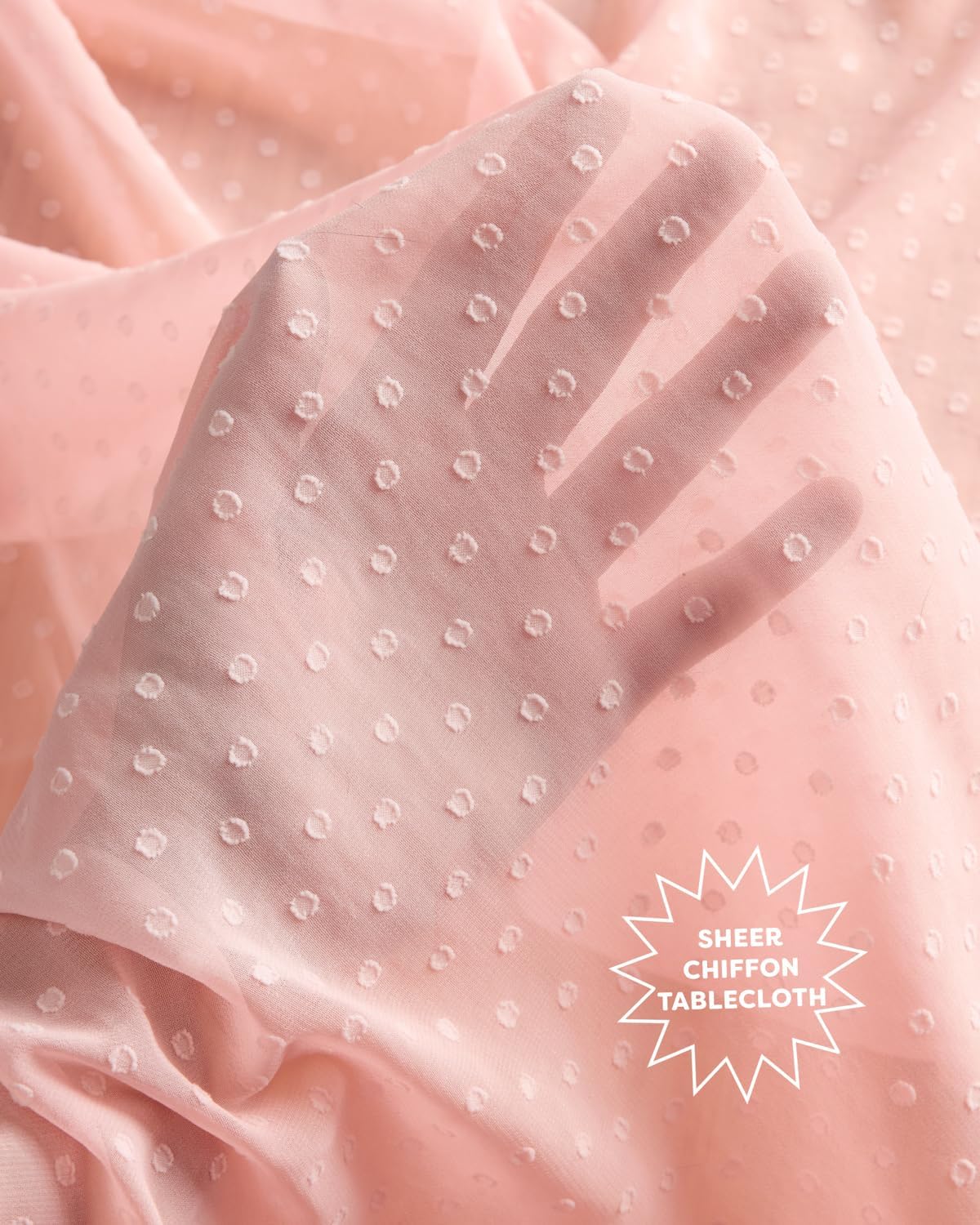 xo, Fetti Ruffle Tablecloth - Pink Polka Dot | Tea Party, Sheer Baby Pink Tablecloth, Party Decorations, Girly Decor, Coquette, Pastel