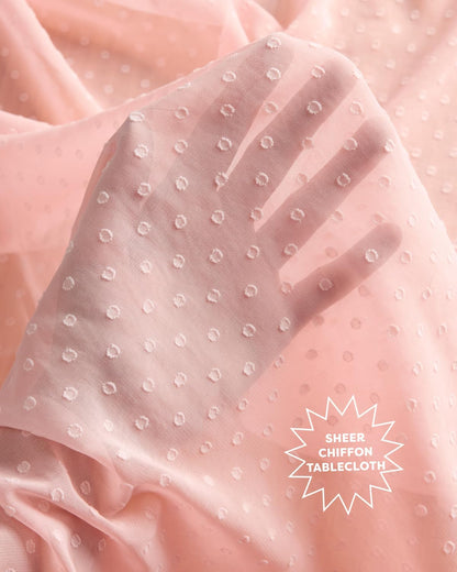 xo, Fetti Ruffle Tablecloth - Pink Polka Dot | Tea Party, Sheer Baby Pink Tablecloth, Party Decorations, Girly Decor, Coquette, Pastel