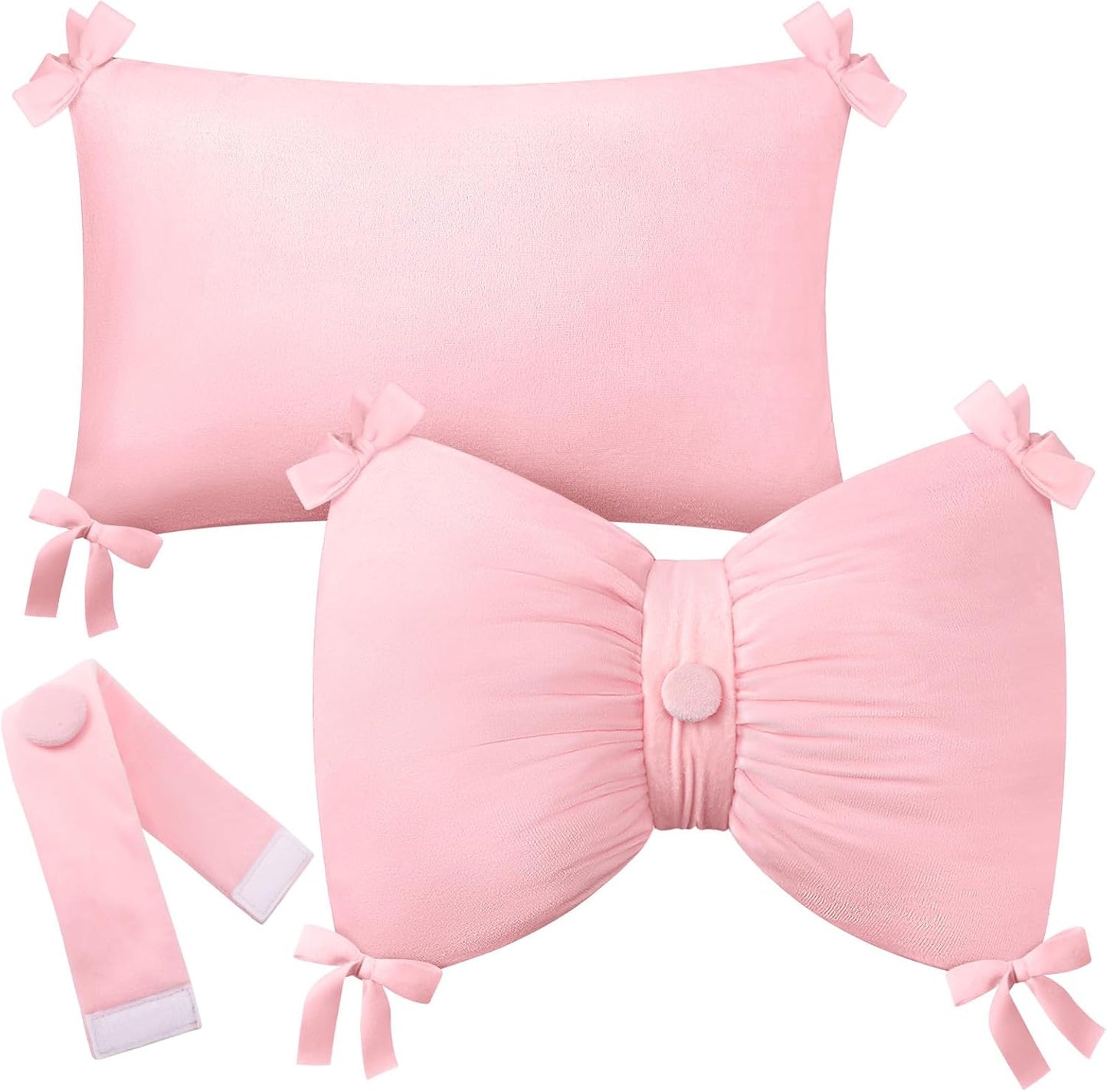 Newwiee 2 Pcs Valentines Pink Velvet Bow Pillow Covers 14 x 20 Inch Pink Throw Pillow Cover Soft Velvet Cushion Cases Aesthetic Cushion Cases for Women Room Bed Sofa Couch Valentines Decor