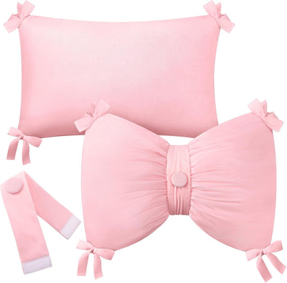 Newwiee 2 Pcs Valentines Pink Velvet Bow Pillow Covers 14 x 20 Inch Pink Throw Pillow Cover Soft Velvet Cushion Cases Aesthetic Cushion Cases for Women Room Bed Sofa Couch Valentines Decor
