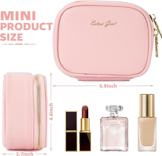 Mini Makeup Bag with Led Mirror, Small Travel Make up Bag 3 Light Modes Adjustable Brightness, for Women Organizer Cosmetic Bag, Portable Travel Train Toiletry Bag, for Pool Parties Work Touch-Ups