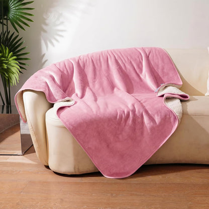 Sunheir Waterproof Dog Blankets for Medium Dogs - Puppy Blanket Washable for Couch Protection, Soft Sherpa Fleece Cat Throw Blanket to Prevent Urine Leaks & Protects Furniture 30"X 40", Pink