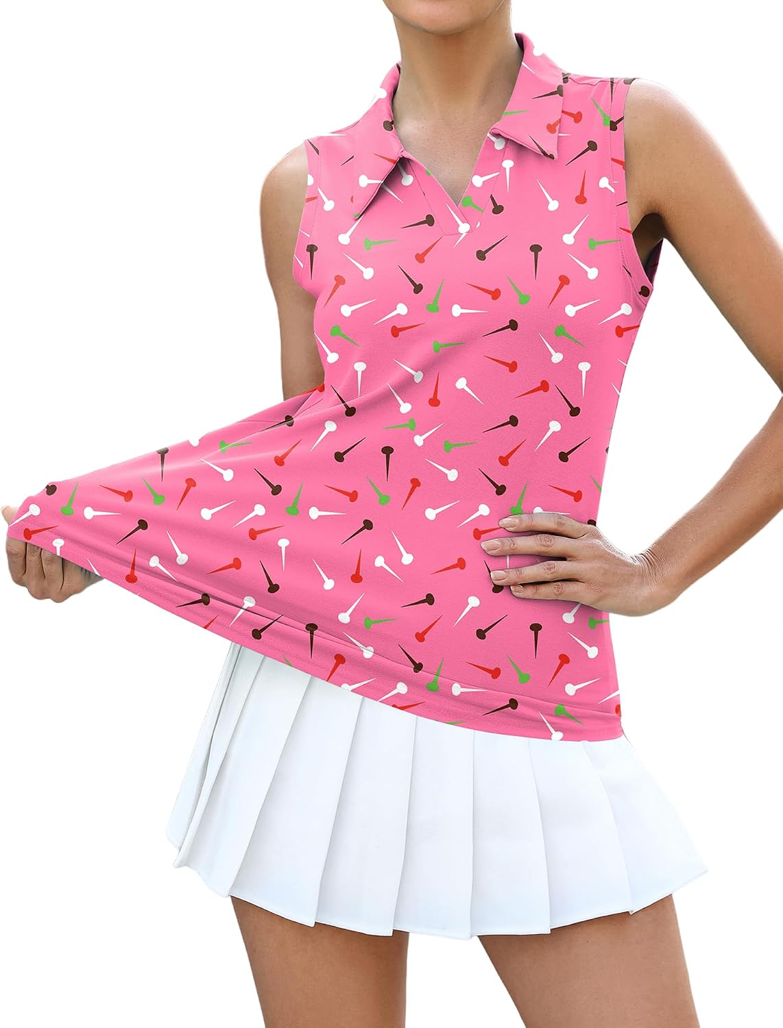 LOMON Womens Sleeveless Golf Polo Shirt V-Neck Collared 2026 Summer Tennis Tank Top S-XXL