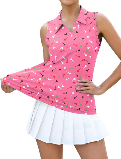 LOMON Womens Sleeveless Golf Polo Shirt V-Neck Collared 2026 Summer Tennis Tank Top S-XXL