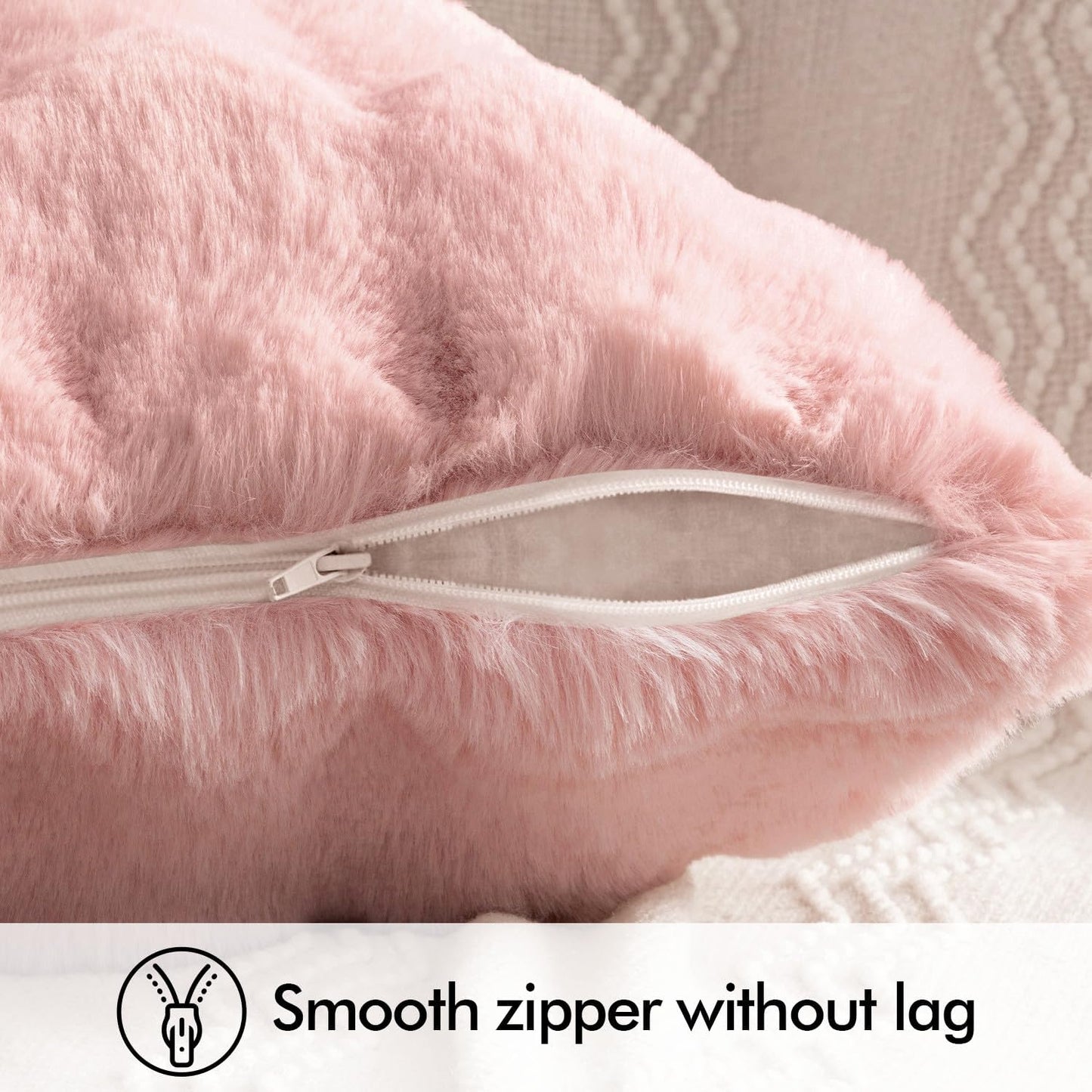 MIULEE Faux Fur Pillow Covers Thick Soft Plush Lumbar Throw Pillows Luxury Spring Valentines Day Home Decor for Couch Bed Chair Bedroom Living Room Sofa,12x20 Inch Pack of 2 Light Pink