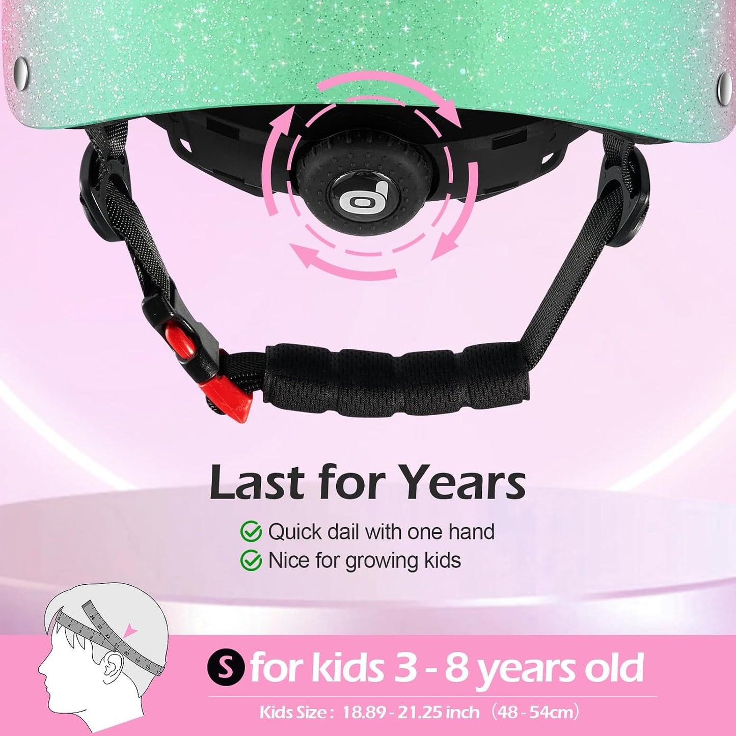 Odoland Kid's Bike Helmet Adjustable Fits 48-54cm for Boy & Girl Age 3-8 | Safety Certified, Multi-Sport Helmet, Unique Design, for Cycling, Scooter, Skating, Removable Easy-Clean Liner