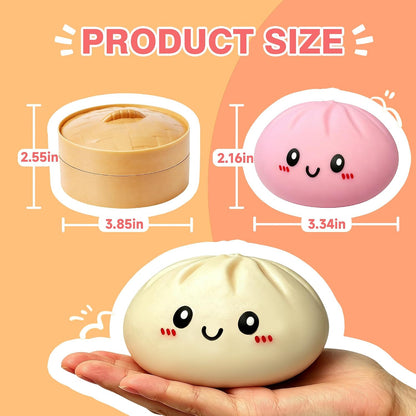 2026 Upgraded Dumpling Stress Ball, Dumpling Squishies Toy with Steamer, Squishy Dumpling Toy Mystery Box, Soft and Fun Stress Relief Toys, A Surprise Gift for Teenagers and Adults (Pink)