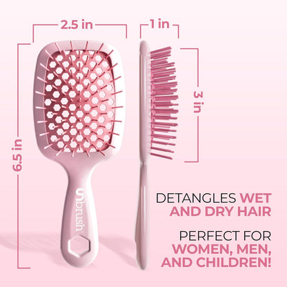 FHI Heat UNbrush Mini Detangler Brush for Pain-Free Brushing on All Wet or Dry Hair Types — Durable Duoflex Anti-Static Bristles, Lightweight Handle, Vented Mini Hair Brush