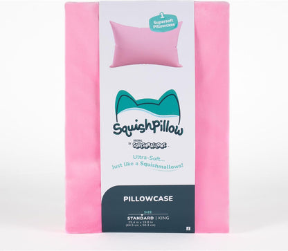 SquishPillow by Original Squishmallows Standard Pillowcase - Ultra Soft “Solid Slumber - Pink”