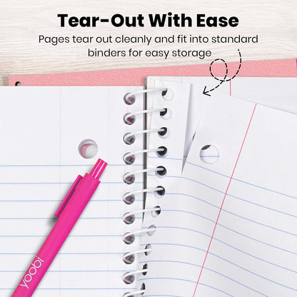 Yoobi Barbie X College Ruled Spiral Notebook Set – 3-Pack of 1 Subject Notebooks, Pink, Blue & Peach Barbie Designs – 100 Perforated 3-Hole Punched Sheets – 10.5” x 8”