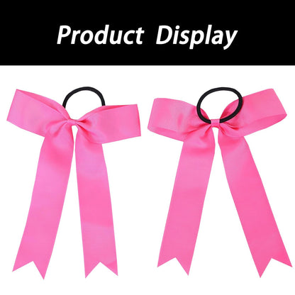 30 PCS College Style Cheer Bows Collegiate Long Tail Skinny Cheer Bow Elastic Hair Tie Bows for Teens Girls Softball Competition Sports Cheerleaders (Pink)
