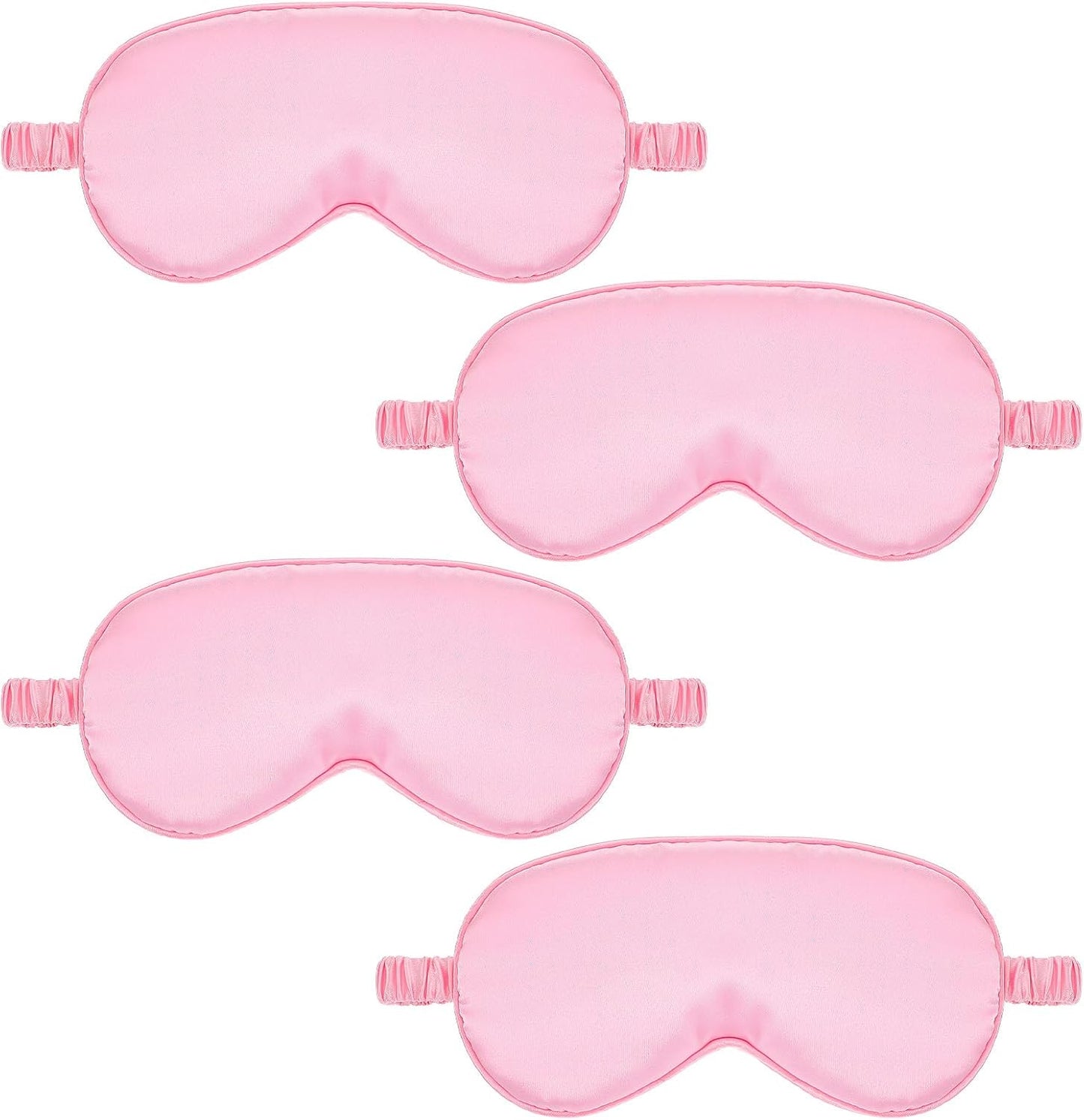 4 Pack Sleep Mask Silk Eye Mask Block Light Eye Sleep Shade Cover Blindfold Reduces Puffy Eyes Traveling Gifts for Night Sleeping Office Travel Party Games Suitable for Men Women (Pink)