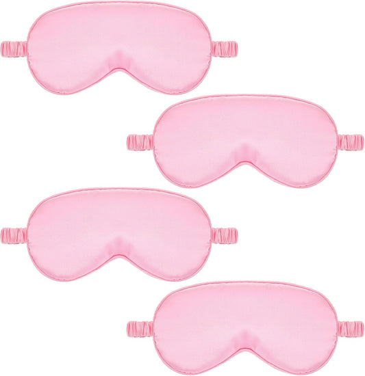 4 Pack Sleep Mask Silk Eye Mask Block Light Eye Sleep Shade Cover Blindfold Reduces Puffy Eyes Traveling Gifts for Night Sleeping Office Travel Party Games Suitable for Men Women (Pink)