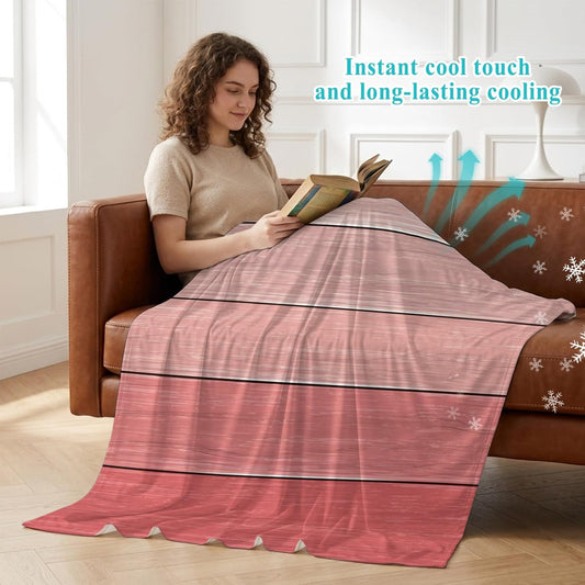 50"x60" Standard Throw Cooling Blanket Peach Pink Wood Grain Ice Silk Lightweight Breathable Soft Summer Blanket for Hot Sleepers Couch Bed Sofa Camping Farmhouse Wooden