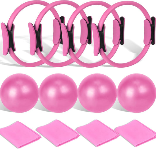 Pilates Ring and Ball Set Bulk, Pilates Equipment with 12 Inch Pilates Circle Rings, Small Yoga Balls, Resistance Bands, Pilate Essential Kit Bulk for Home Workouts Women, Pilates & Yoga Studio