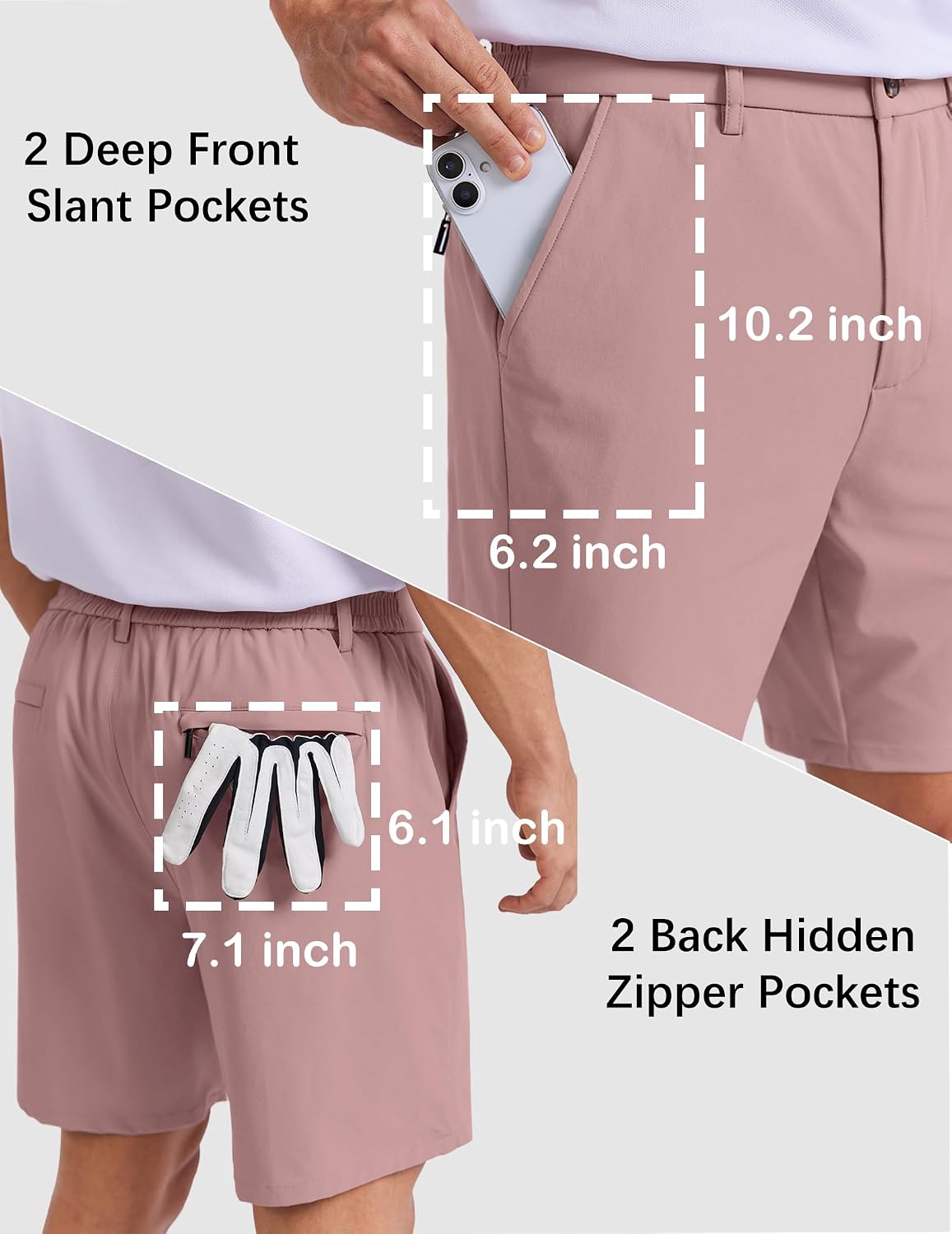 COOFANDY Men's Casual Shorts 7" Stretch Golf Shorts with 4 Pockets Quick Dry Lightweight Shorts Dress for Hiking Work