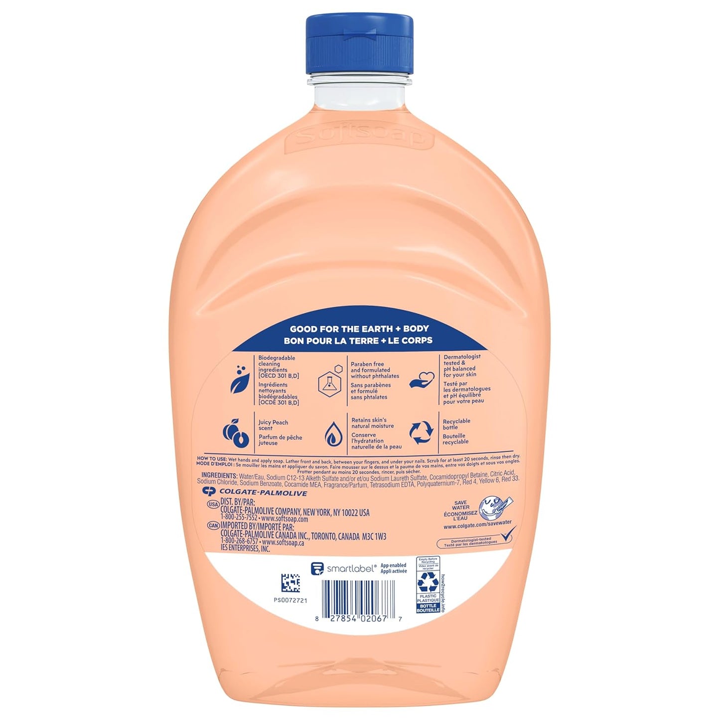 Softsoap Juicy Peach Liquid Hand Soap, Kitchen and Bathroom Hand Soap, Rich Fruity Scent, 50 fl oz Refill Bottle (Pack of 2)