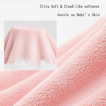Baby Hooded Bath Towel 31.5"x31.5" Ultra Absorbent Cloud-Soft Cozy Coral Fleece, for Newborn Infant Toddler Up to 3 Years, Unisex Bathrobe Blanket 2PCS(Sakura Pink)