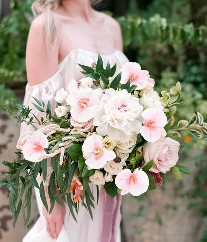 Orchids Artificial Flowers 6 Bouquets 18 Heads Light Pink Fake Orchid Real Touch Faux Flowers with Stems for Wedding Party Home Kitchen Garden Indoor Decoration(Light Pink)