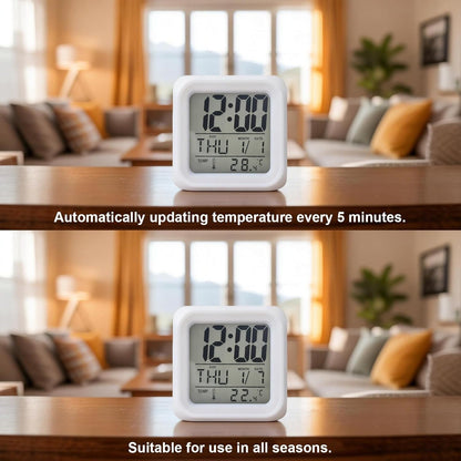 Spring Floral Alarm Clock, Pink Yellow Wildflowers Watercolor Botanical Digital Clock Night Light with 7 Color, Calendar Temperature Display, NightLight Clock for Bedroom, 3.2x3.2in