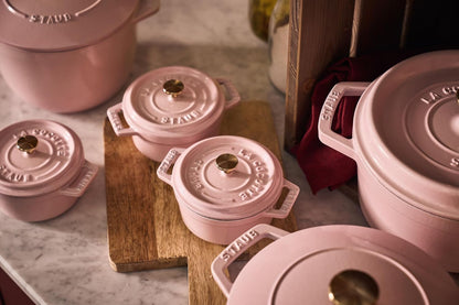 staub La Cocotte de GOHAN Sorbet Rose Z1030-213 La Cocotte de Gohan Sorbet Rose M 6.3 inches (16 cm) Pink Rice Pot, 2 Pieces, Cast Iron Pot, Rice Cooker