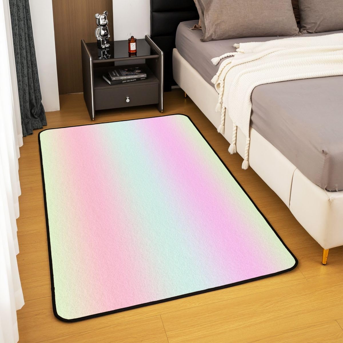 Ombre 3x5 Area Rug Pastel Pink,Mint Green,Peach Rugs for Living Room | Abstract Rainbow Gradient Washable Rug, Watercolor Tie Dye Bohemian Carpet Indoor Floor Mat