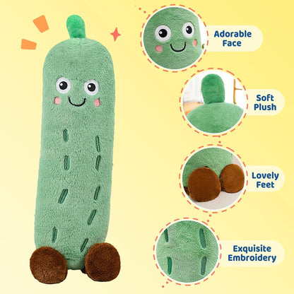PEACH CAT Pickle Stuffed Animal 33" Cute Cucumber Plush Pillow Soft Plant Plushies Toys Gifts for Kids Green