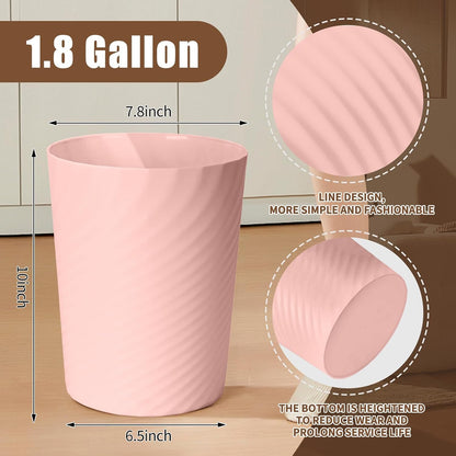 2-Pack Strength Trash Can - Small Waste basketbin - 1.8 Gallon- for Office,Home,Bathroom,Kitchen - Pink