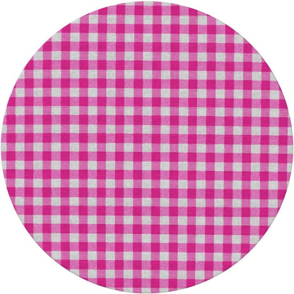 Preppy Pink and White Check Pattern Square Round Tablecloth Fitted Table Cover Washable Tablecloths for Kitchen Dining Party 40-44 Inch