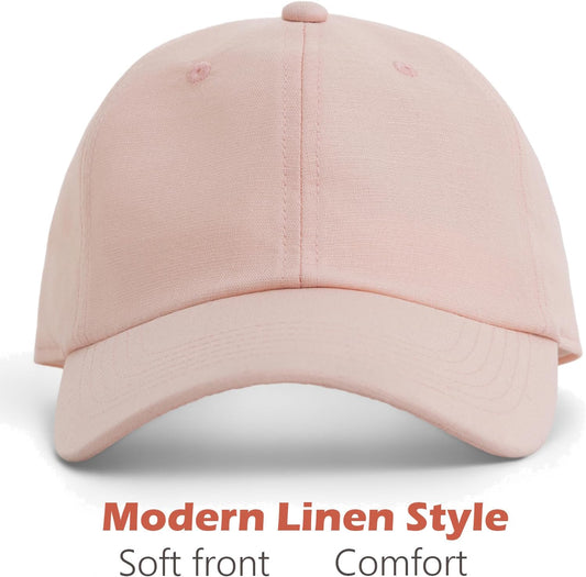 Linen Cotton Baseball Cap - Summer Ultra-Ventilated Dad Hat for Men Women, Adjustable Unstructured