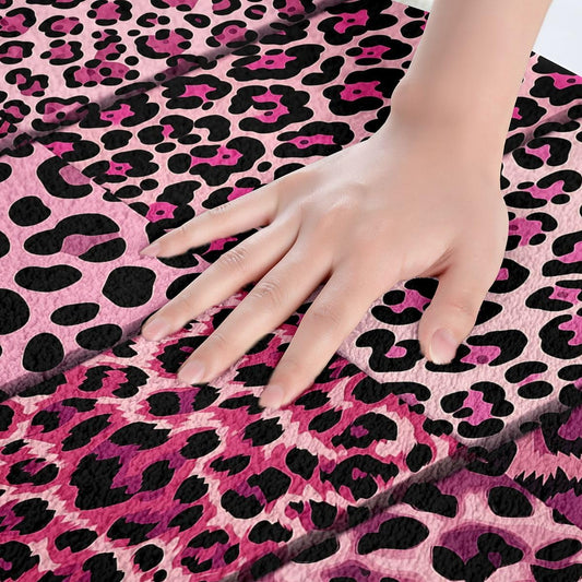 jejeloiu Pink Abstract Bathroom Rugs Microfiber 20"x32" Geometric Stripes Patchwork Fashion Bath Mats Non-Slip Leopard Stripes Bathroom Accessories Floor Doormats Soft Door Mat