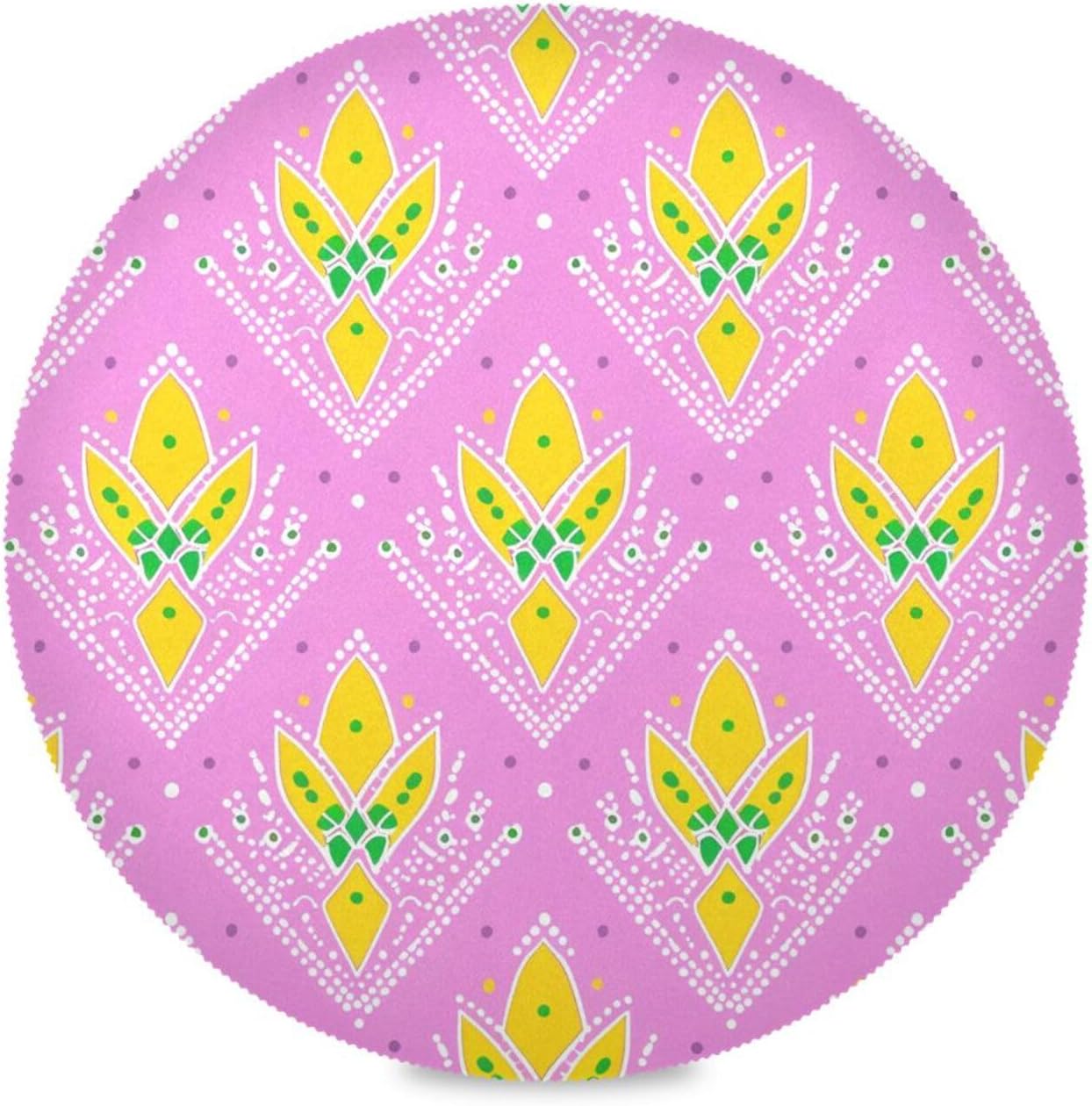 Yellow Peach Pattern rattan round placemats reusable chalkboard placemats pvc individuales para mesa de comedor elegantes 15.4x15.4in set of 6