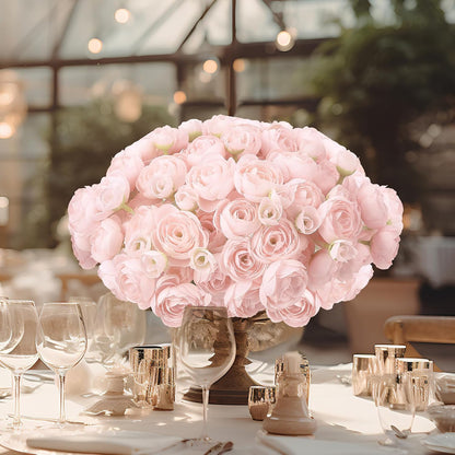 5 Bouquets Pink Ranunculus Artificial Flowers, 30 Pcs Silk Mini Faux Ranunculus Bouquet for Wedding, Bridal Shower, Centerpieces, and DIY Decorations
