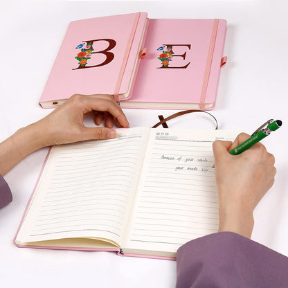 Pink Notebook for Women, 5.7"X8.3" A5 Journal Notebook with Letter S, Dual-Sided Writing Notebook with Dividers, Cute Leather Journal for Work, Business, School, Meetings, Travelers, Small Notebook