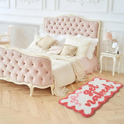 Boao Get Naked Bath Mat Coral Pink Bow Scalloped Bathroom Rug 20 x 32 Inch Soft Absorbent Non Slip Microfiber Rug Cute Aesthetic Preppy Bathroom Decor for Tub Floor Carpet Sink Shower