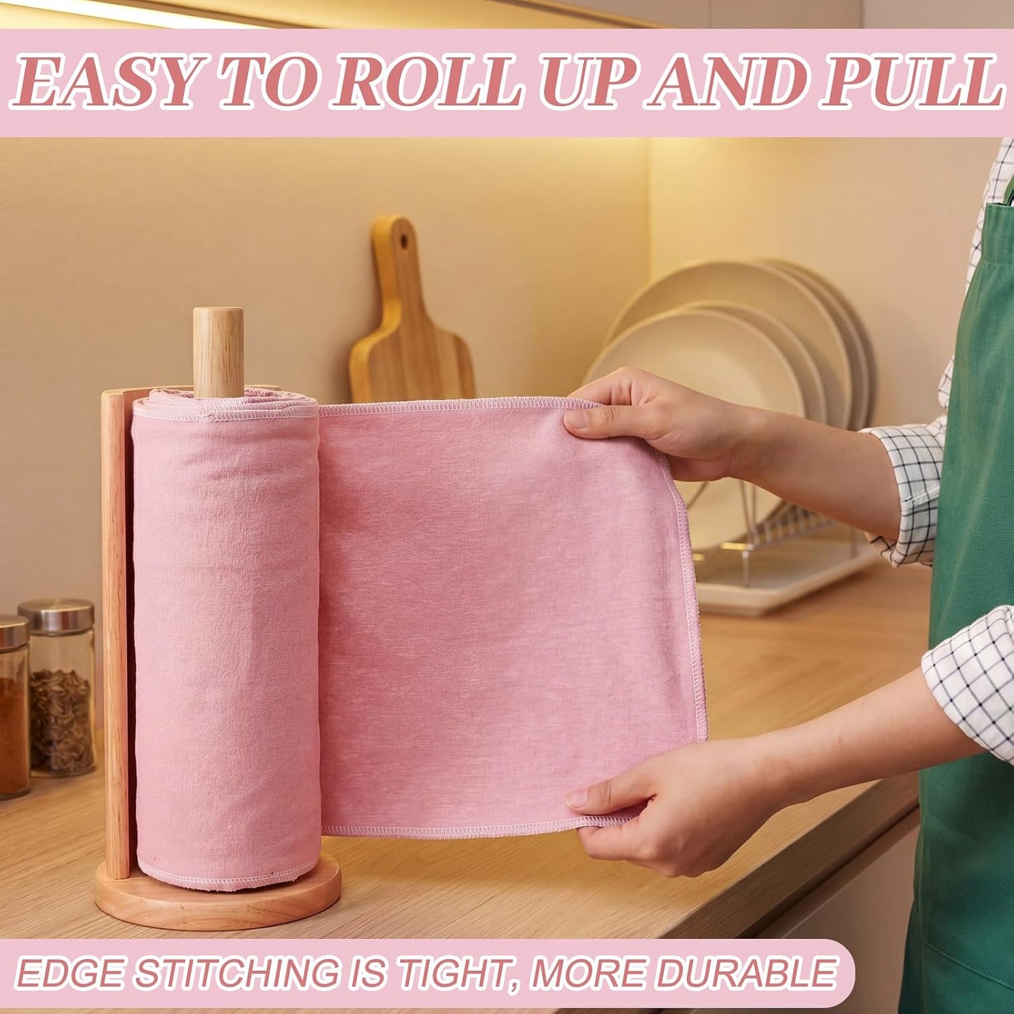 36 Pack Reusable Cleaning Cloths Washable Cotton Kitchen Towels for Home(Gentle,Pink)