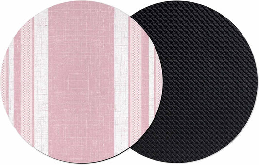Vintage Pink Striped Coasters Set of 2, Absorbent Coasters for Drinks, Farmhouse Modern Stripes Boho Coaster for Bar Office Dining Coffee Table Accessories Decor, Non Slip Round Desk Coaster