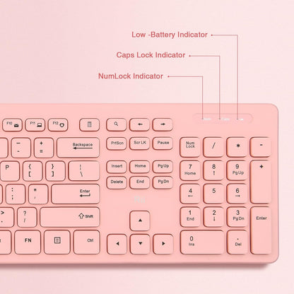 Wireless Keyboard and Mouse Combo - Rii Standard Office PC Keyboard and Optical Wireless Mice (Pink)