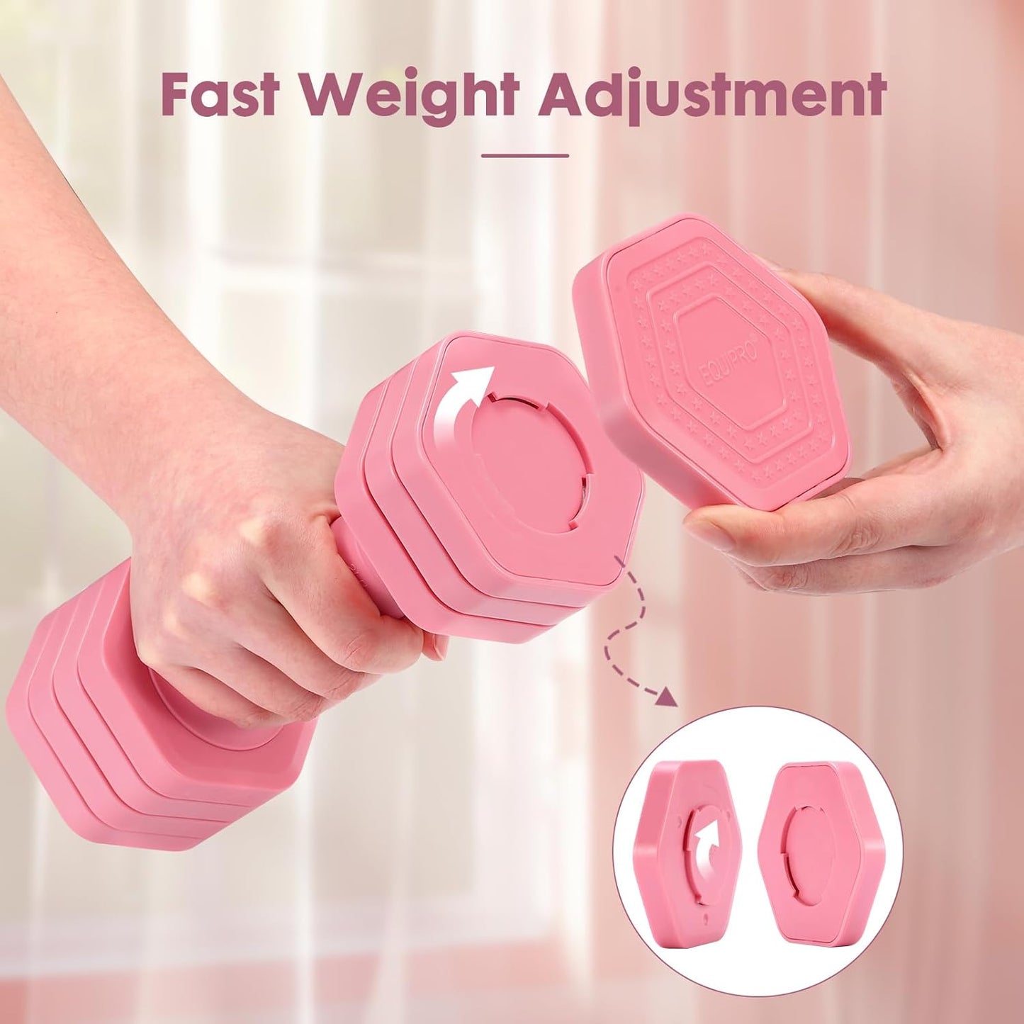 EQUIPRO Adjustable Dumbbell Set, 4 in 1 Free Weights Dumbbells Set for Women, Weights for Women at Home, 2lb 3lb 4lb 5lb with TPU Soft Rubber Handle for Home Gym Exercise Training